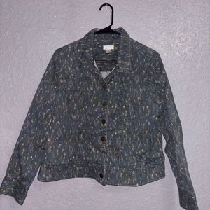 Christopher & Banks Speckled Blue Jean Jacket